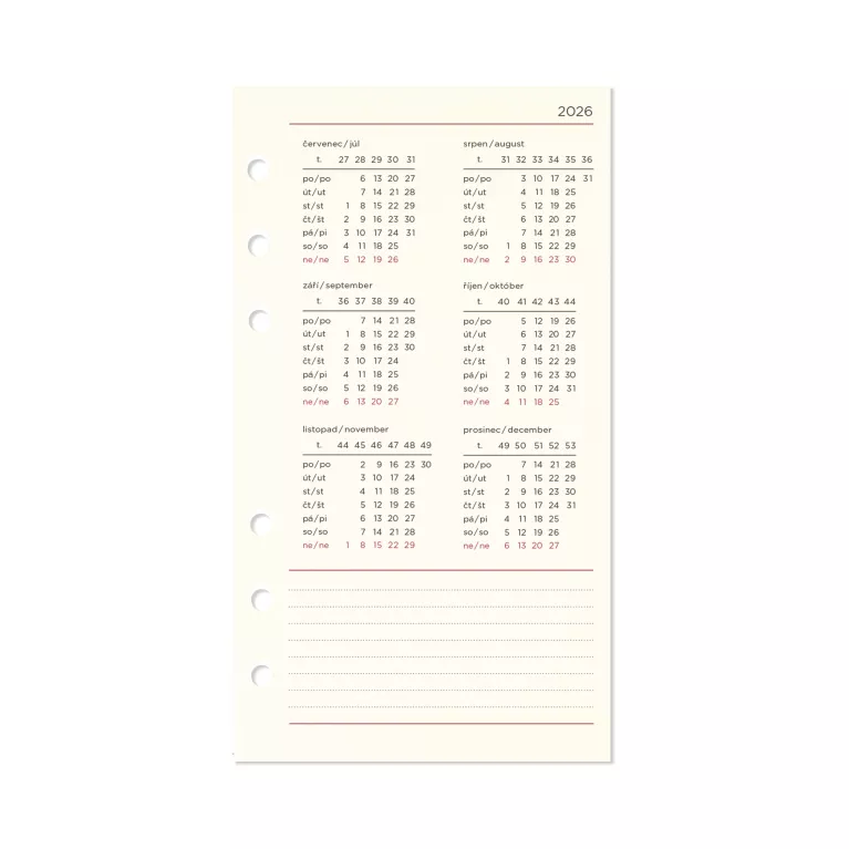 Náplň do plánovacího diáře na rok 2026