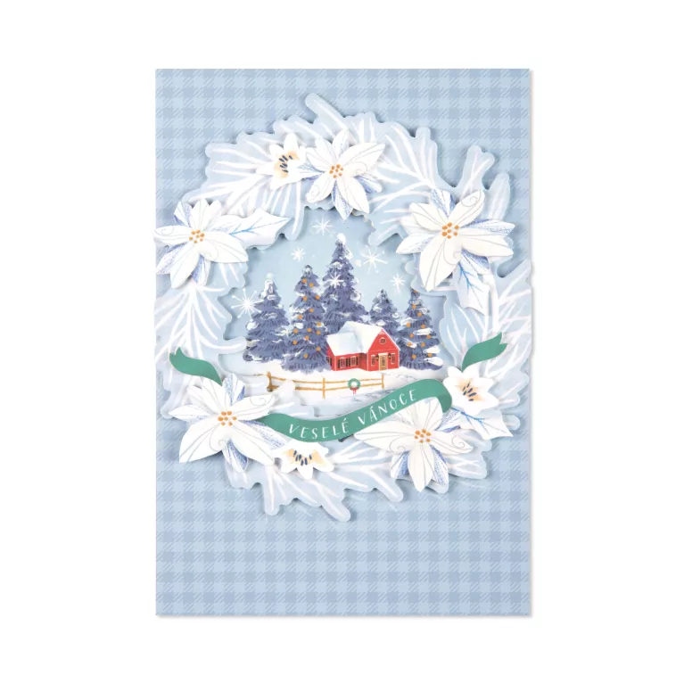 3D vánoční přání - Zasněžená vesnička