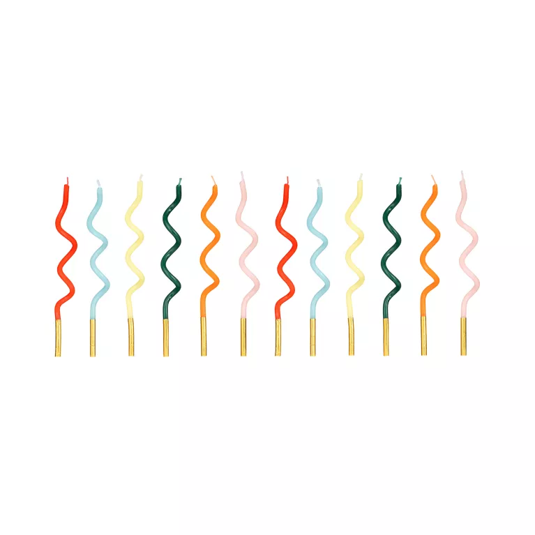 Svíčky dortové spirály barevné 12 ks