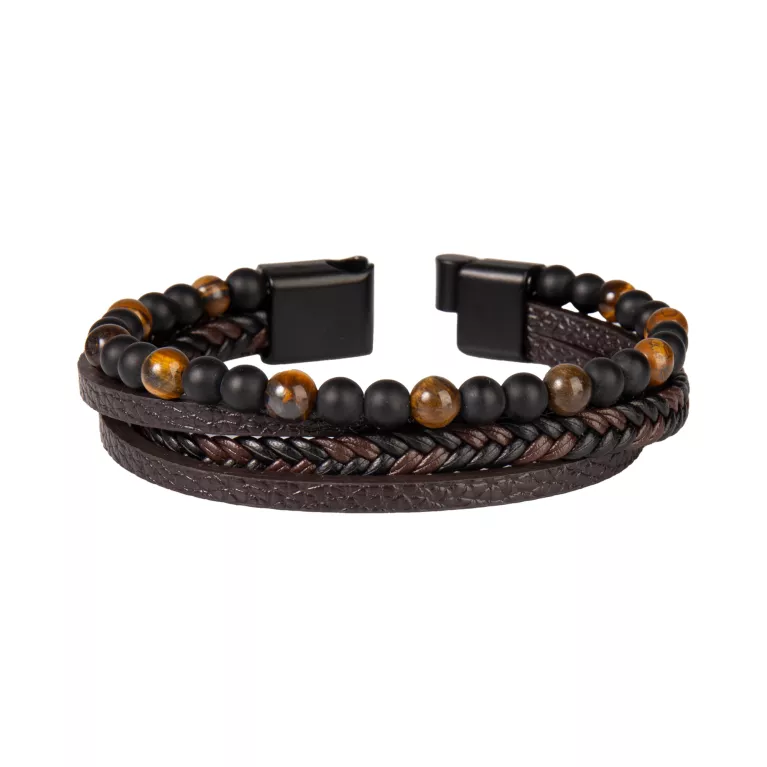 Pánský náramek - Hnědé korálky