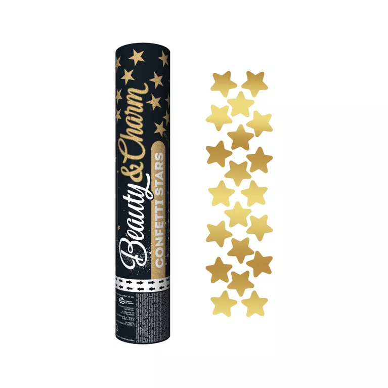 Konfety vystřelovací hvězdy zlaté 30 cm