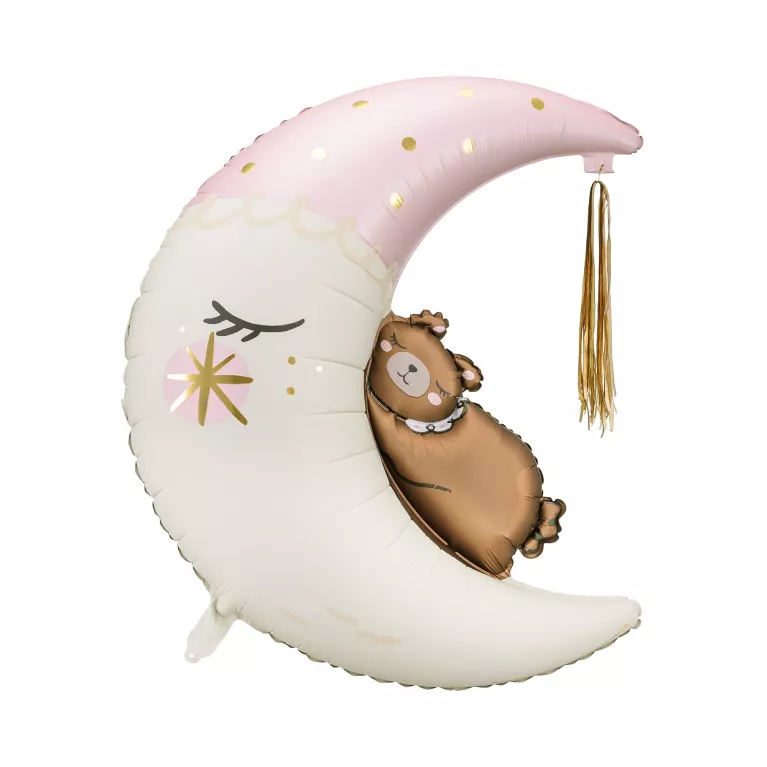 Balónek fóliový Medvídek na měsíci růžový