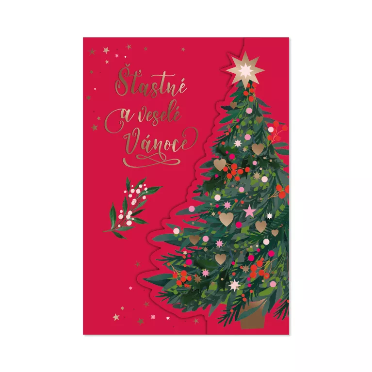 Odklápěcí vánoční přání - Ozdobený stromeček