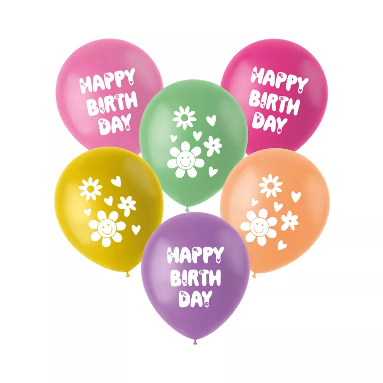 Balónky latexové Boho Girlz Happy Birthday 6 ks