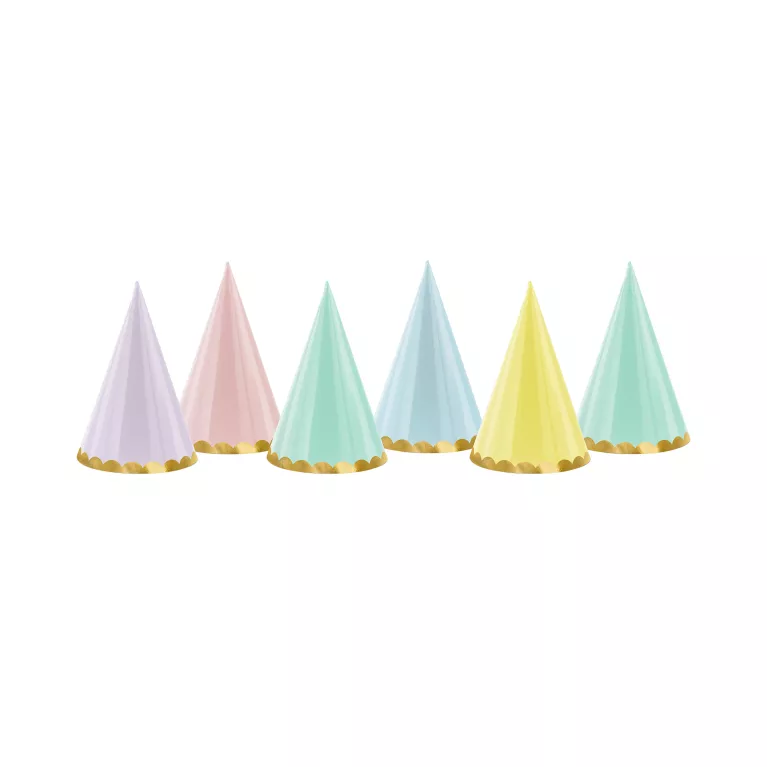 Čepičky pastelové se zlatým okrajem 6 ks