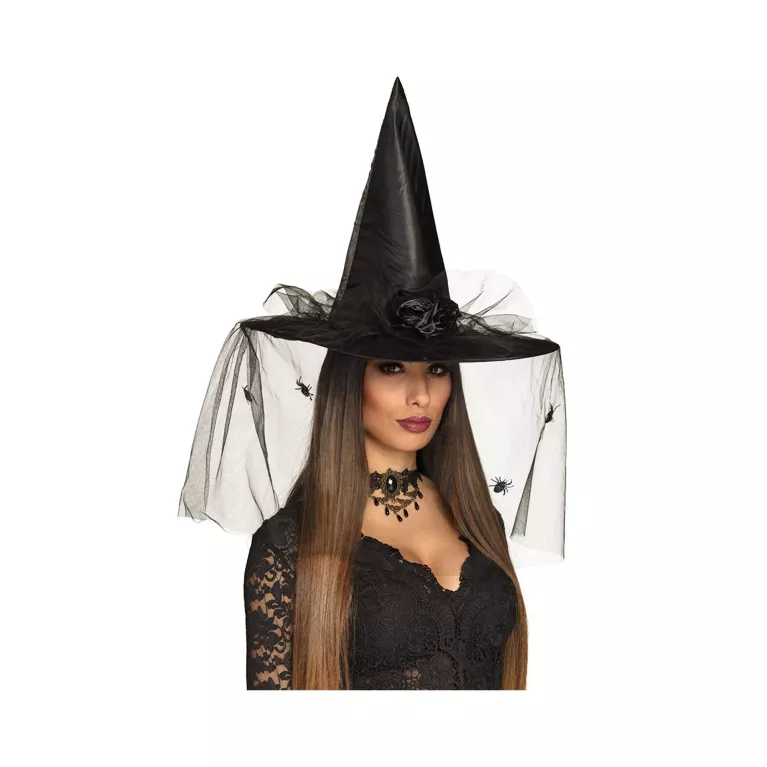 Klobouk Čarodějka černý se závojem