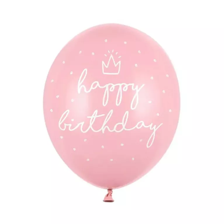 Balónky latexové růžové s korunkou 6 ks
