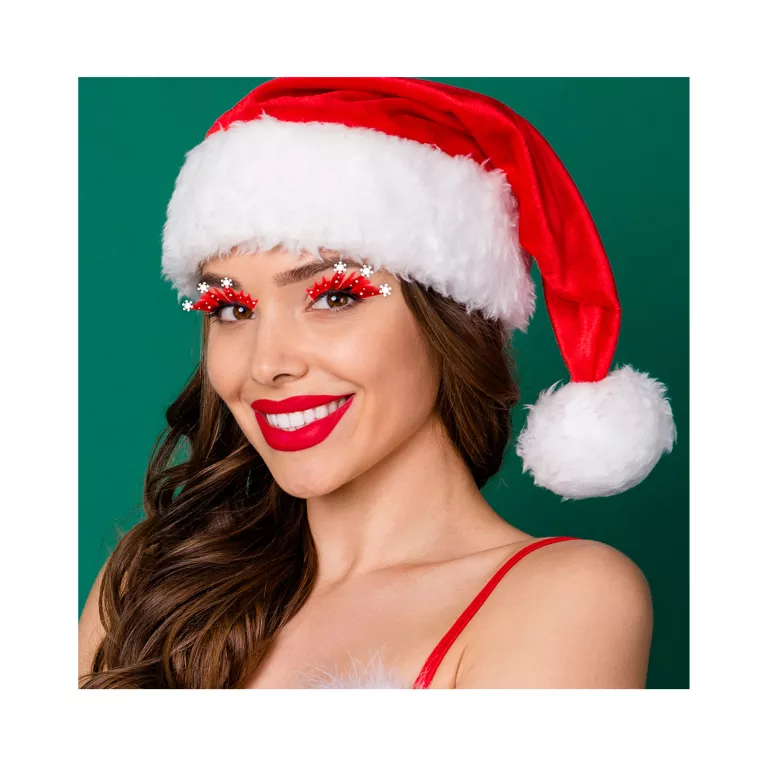 Řasy umělé červené se sněhovými vločkami