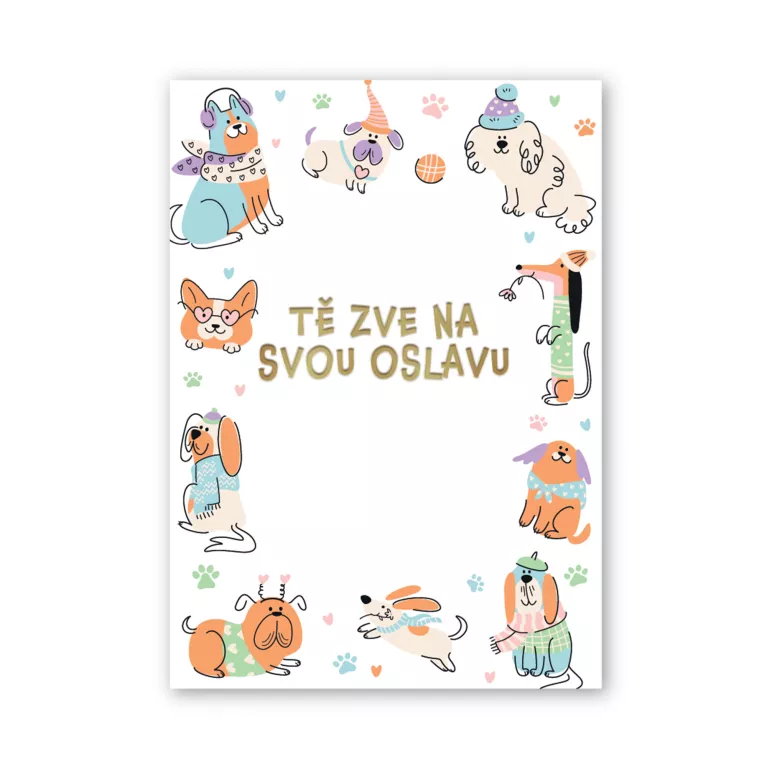 Pozvánky na oslavu Pes 6 ks