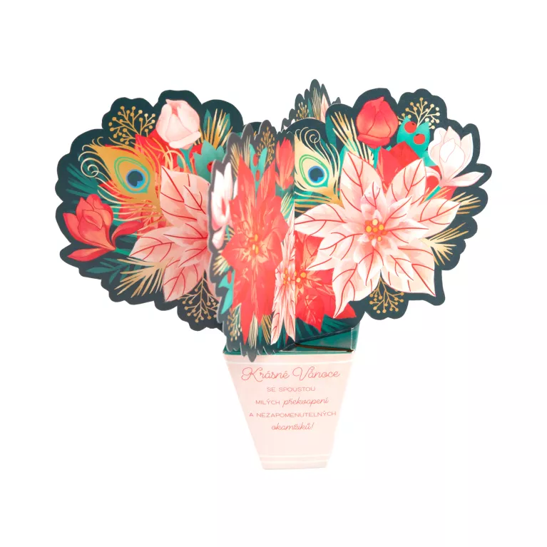 3D skládací vánoční přání - Kytice