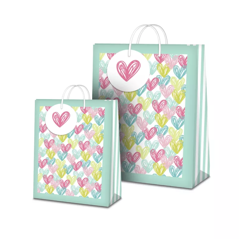 Dárková taška - Pastelová srdíčka