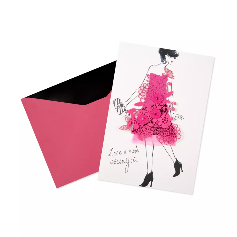 Luxusní narozeninové přání - Květinové šaty