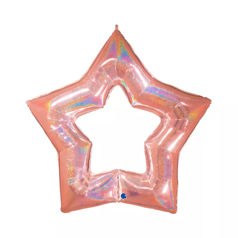 Balónek fóliový Hvězda rose gold holografická