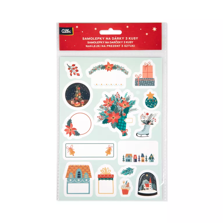 Samolepky na dárky 3 ks - Mintové Vánoce