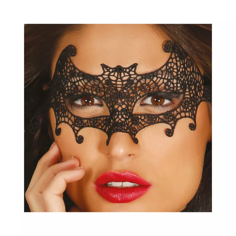 Škraboška Netopýr černá krajka