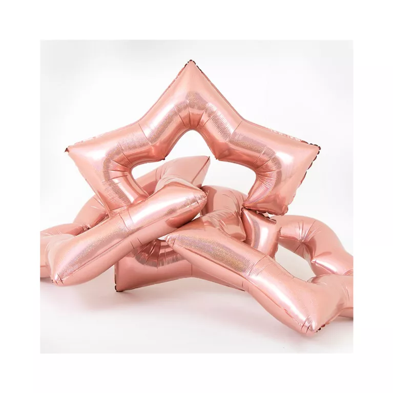 Balónek fóliový Hvězda rose gold holografická