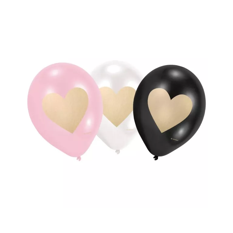 Balónky latexové Srdce zlaté 6 ks