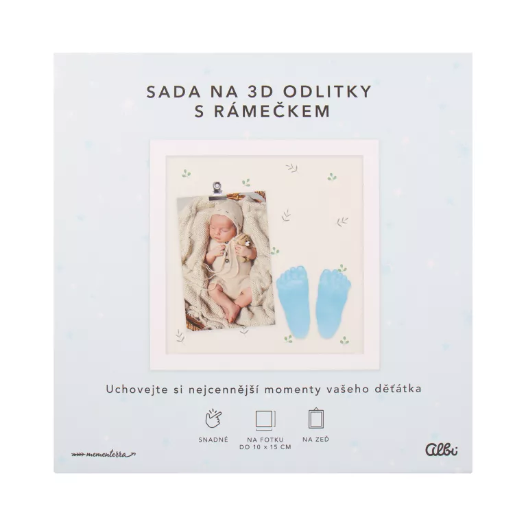 Fotorámeček pro miminko se sadou na 3D odlitky – pro chlapečka
