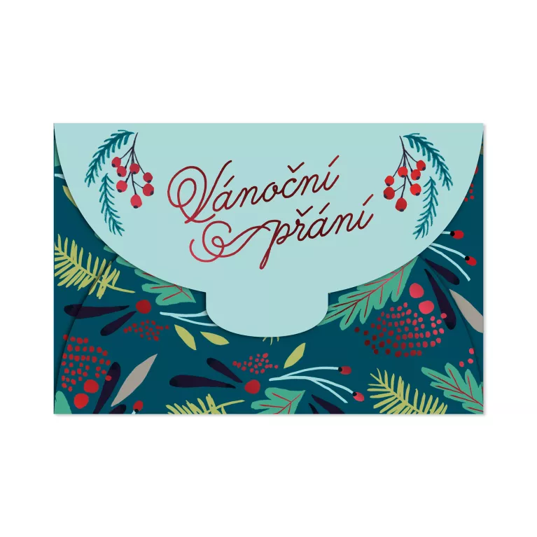 Skládací vánoční přání - Červené bobule