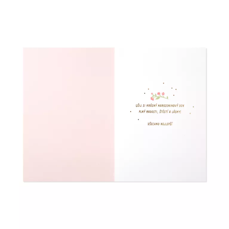 Luxusní narozeninové přání - Růžové květiny