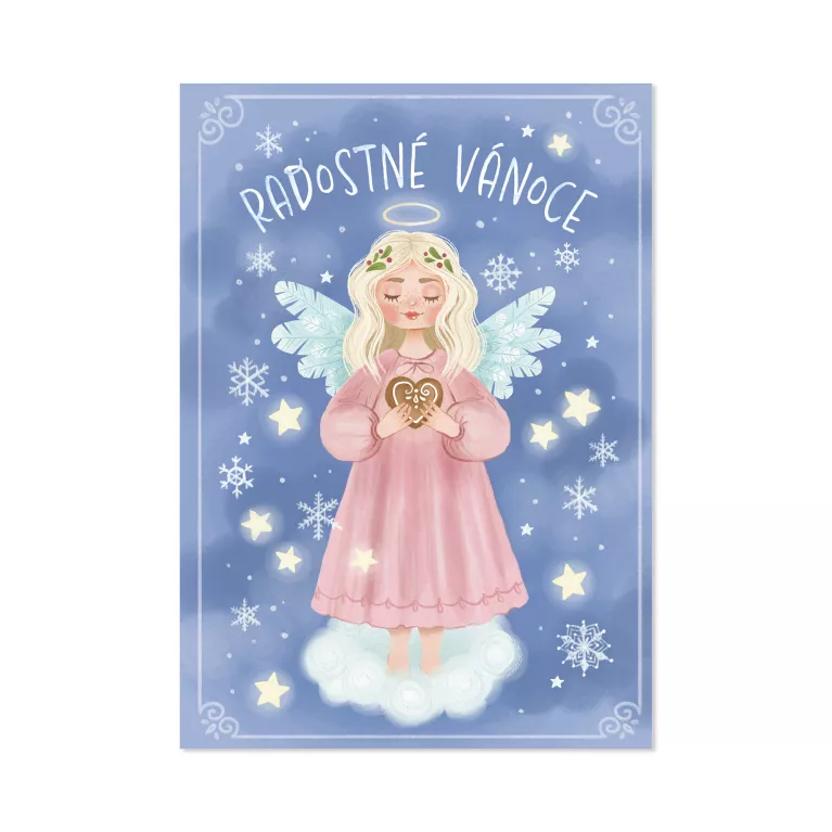 Vánoční hrací přání - Andílek s perníkovým srdcem