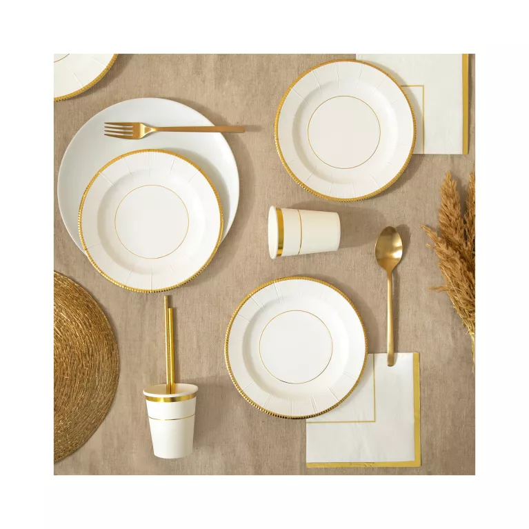 Ubrousky bílé se zlatými proužky 10 ks