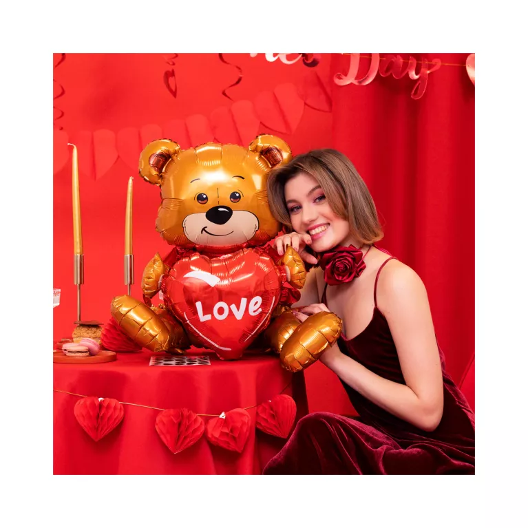 Balónek fóliový DIY Medvídek se srdcem Love