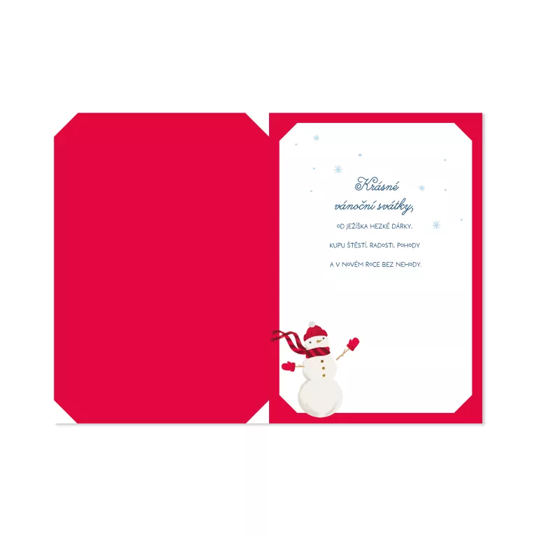 Vánoční přání - Sněhulák s kulichem a šálou