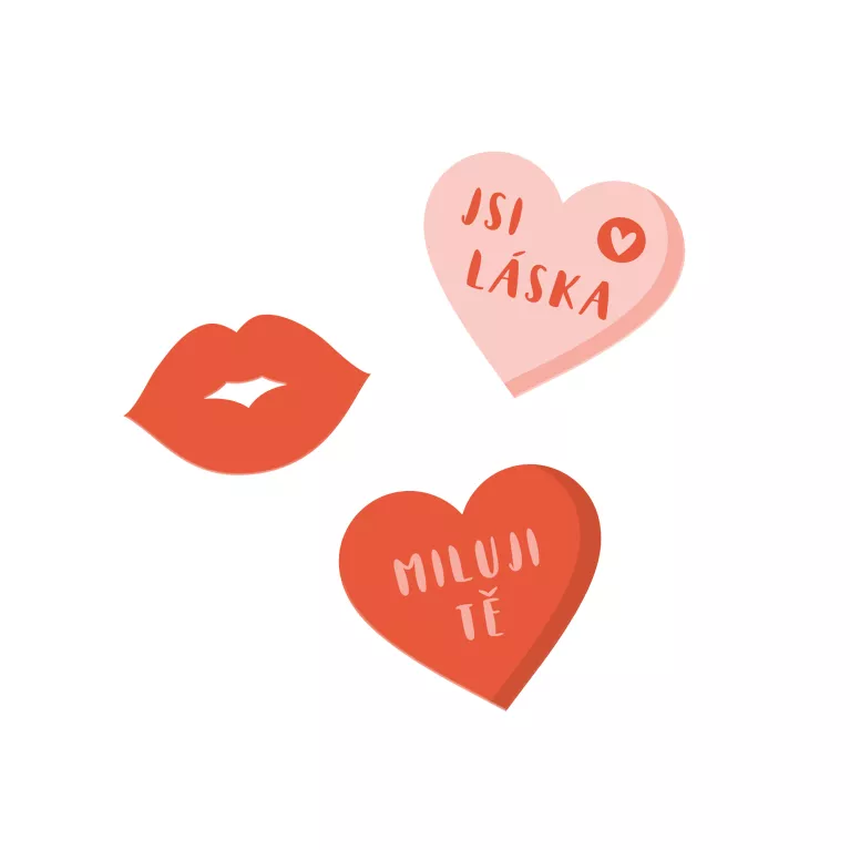 Dekorace - srdíčka a polibky