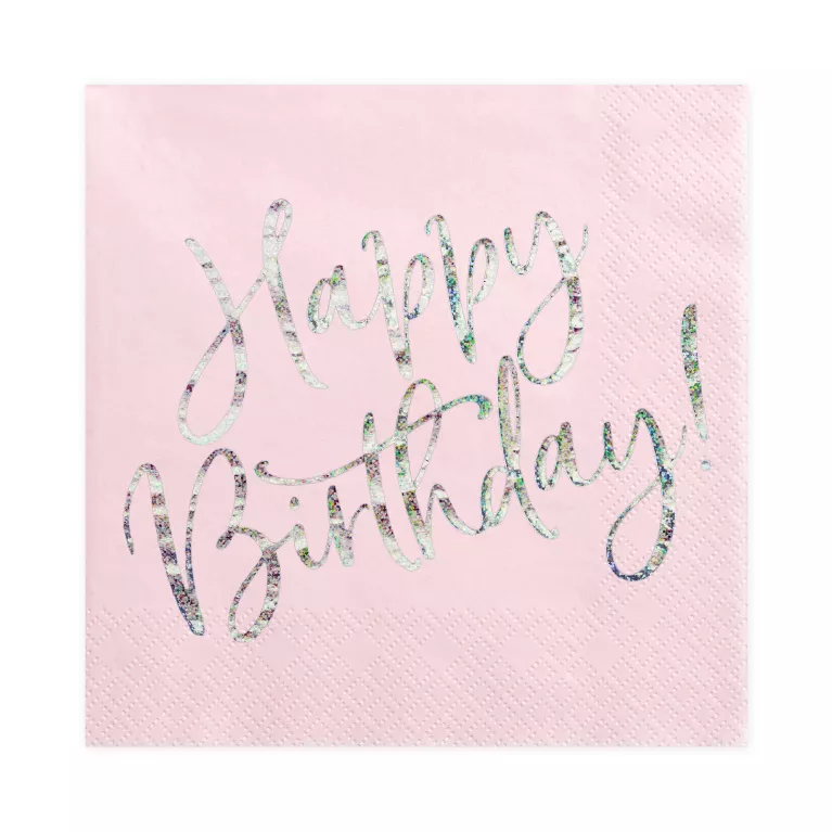 Ubrousky Happy Birthday! světle růžové 20 ks