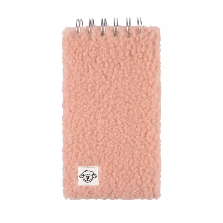 Chlupatý růžový zápisník se spirálou