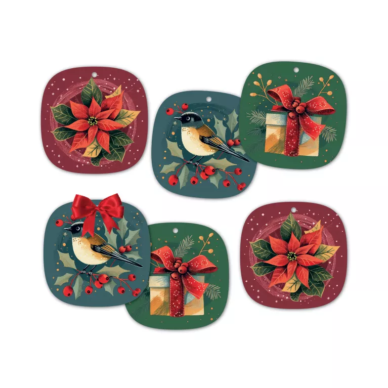 Dárková visačka 6 ks - Vánoční hvězda