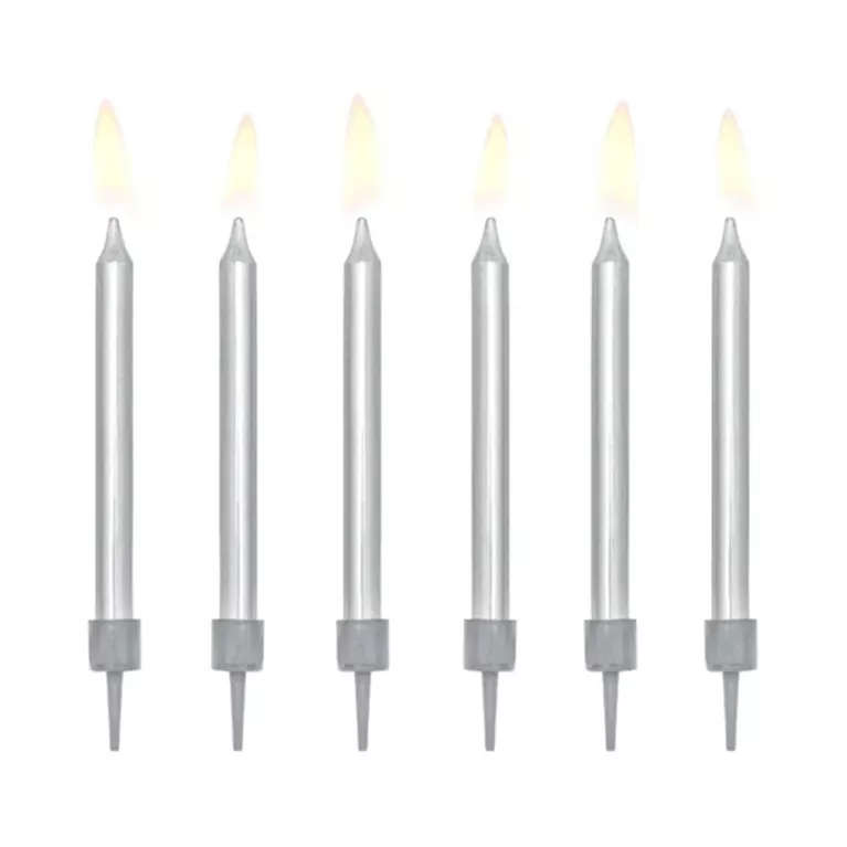 Svíčky dortové stříbrné 6 ks