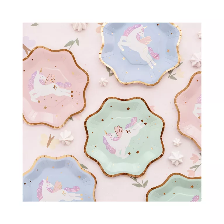 Talíře Jednorožec pastelové 6 ks