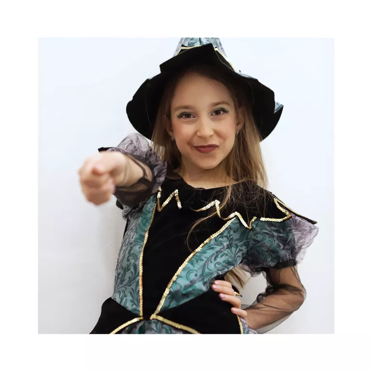 Kostým dětský Čarodějka zeleno-černá