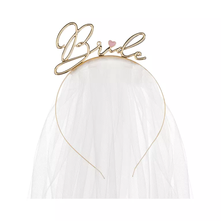 Čelenka se závojem Bride zlatá