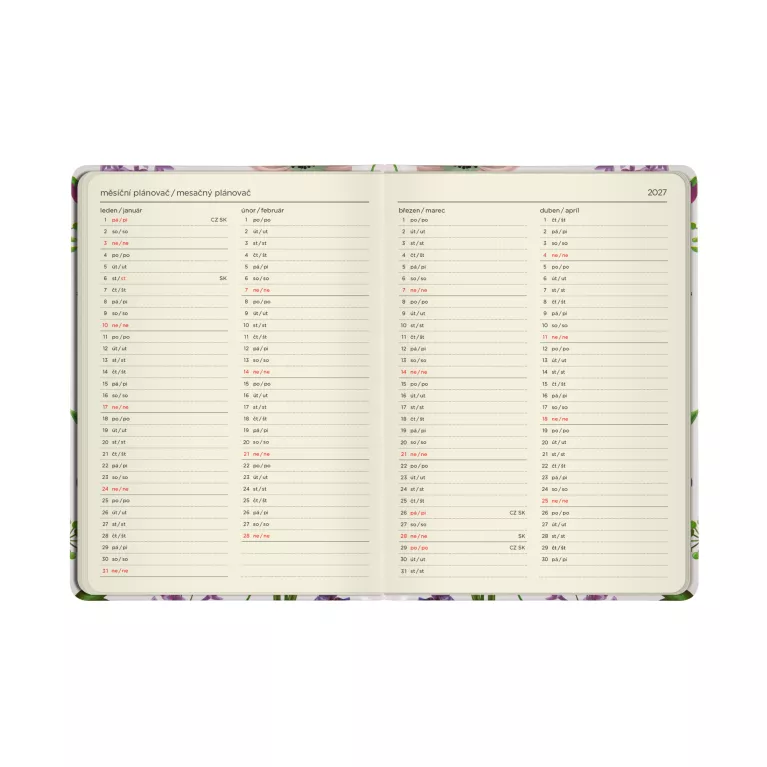 Týdenní diář - Fialové květiny