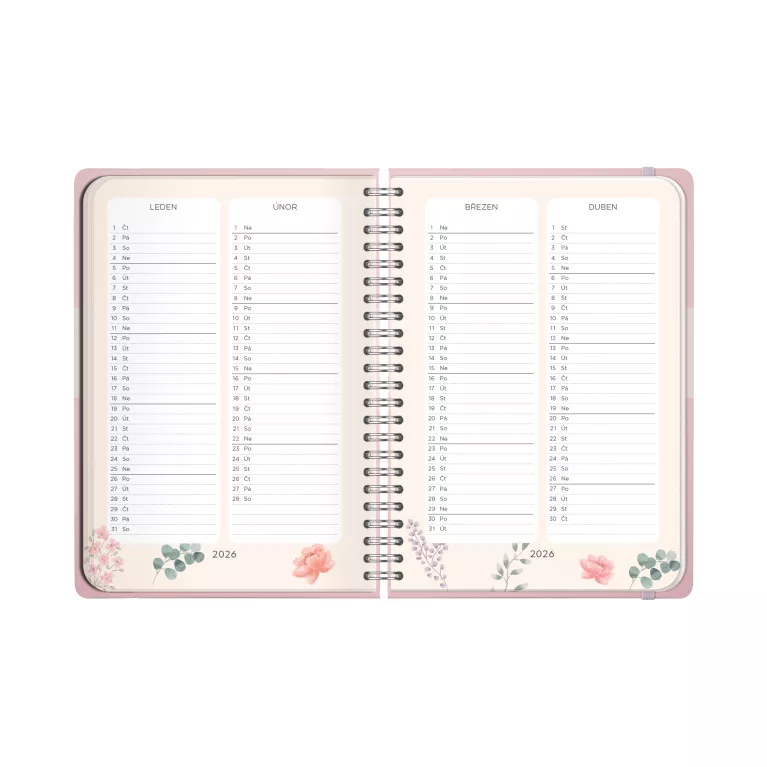 Růžový motivační diář A5