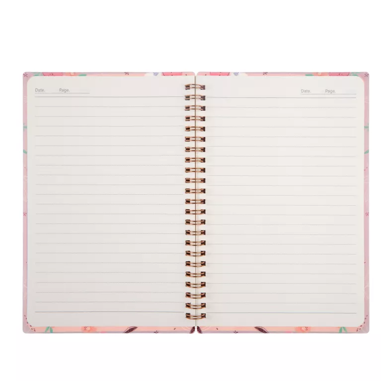 Růžový blok s květinami A5