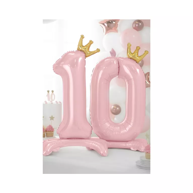 Balónky fóliové Stojící čísla s korunkou růžová 84 cm