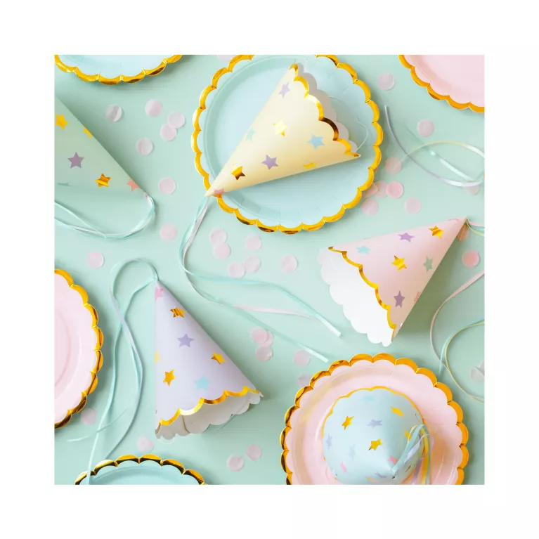 Čepičky Hvězdičky a stuhy pastelové 6 ks