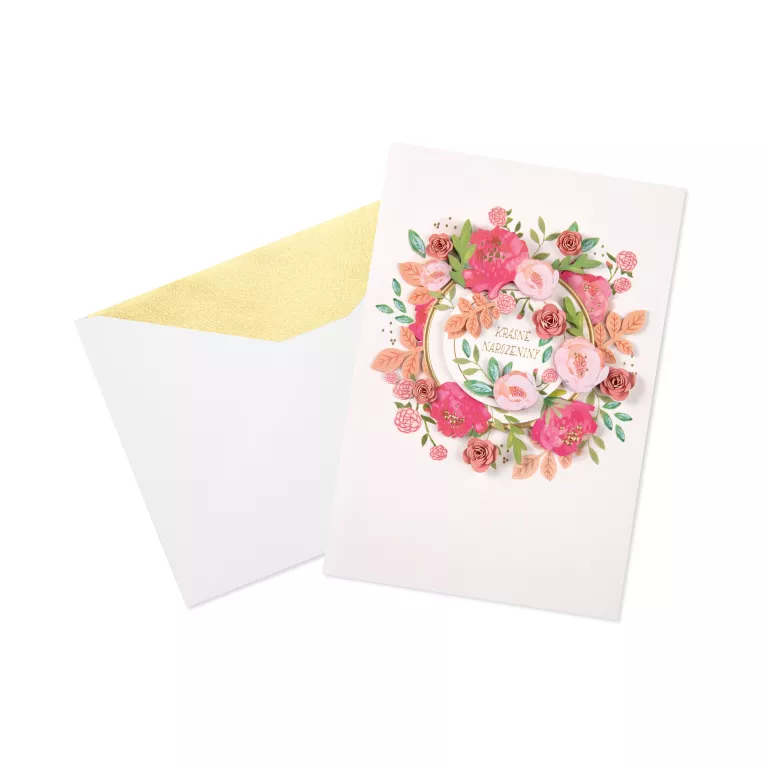 Luxusní narozeninové přání - Květinová rozeta