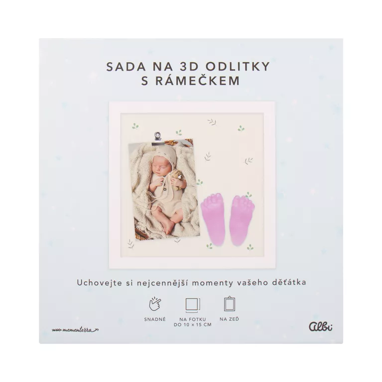 Fotorámeček pro miminko se sadou na 3D odlitky – pro holčičku