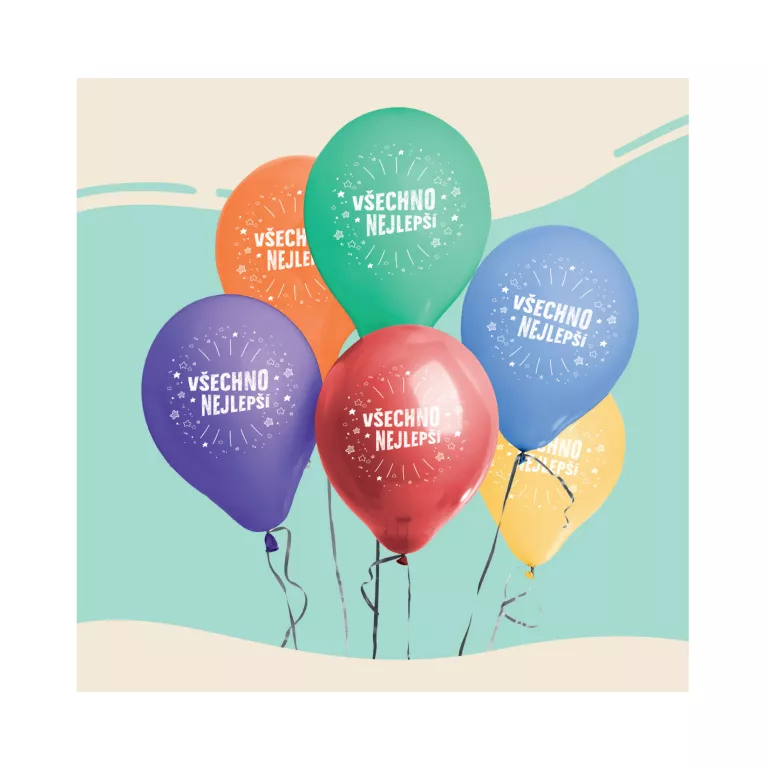 Balónky latexové Všechno nejlepší barevné 6 ks