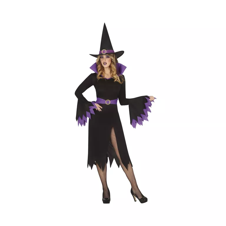 Kostým Čarodějka s kloboukem černo-fialová