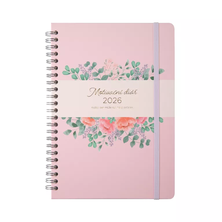 Růžový motivační diář A5