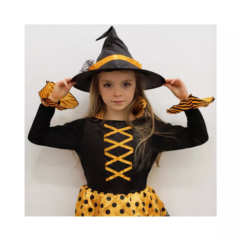 Kostým dětský Čarodějka oranžovo-černá