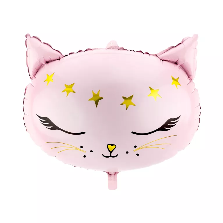 Balónek fóliový Kočka růžová s hvězdami