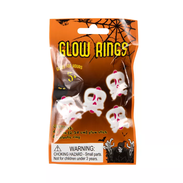 Svítící prstýnek Lebka 4 ks