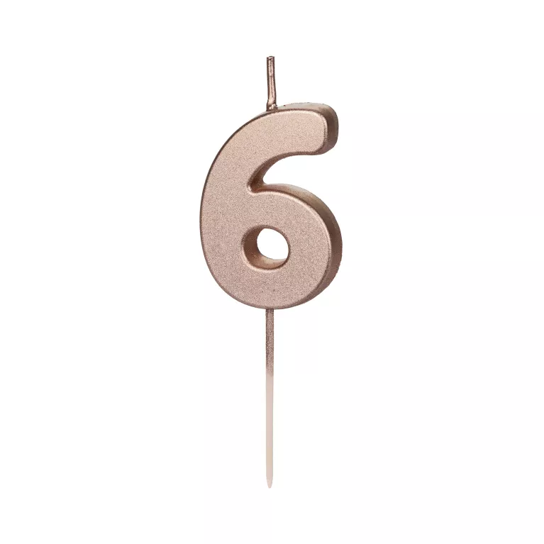 Svíčka dortová rose gold číslo 6